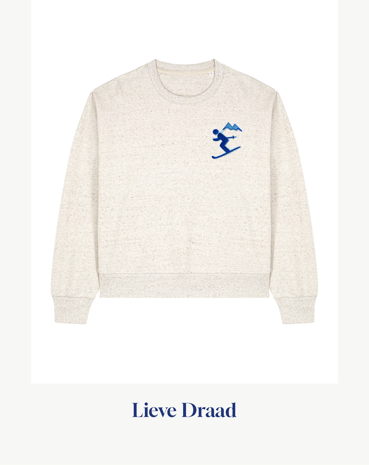 The Women’s Crew Neck Sweatshirt: Embroidery with a Skier in Motion