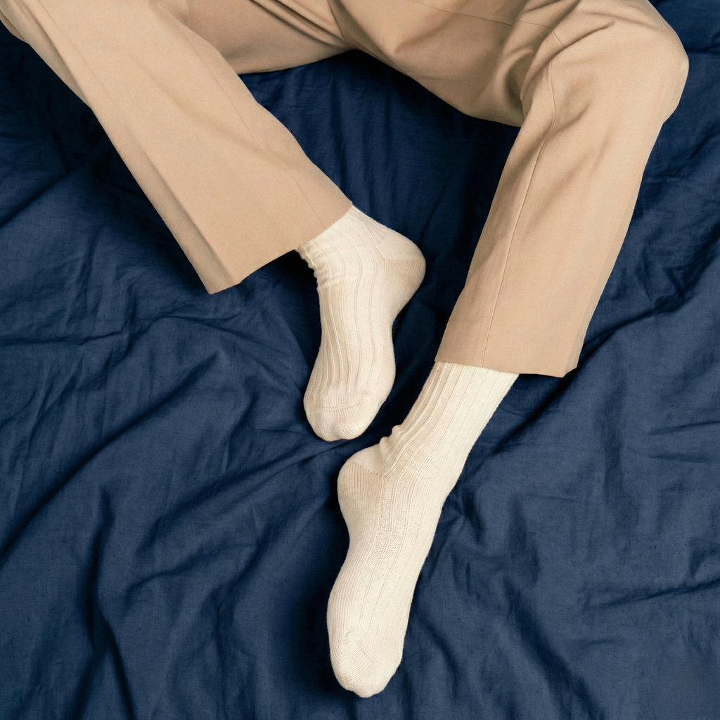 KLUE Organic Cotton Solid Knitted Stripes socks | Beige