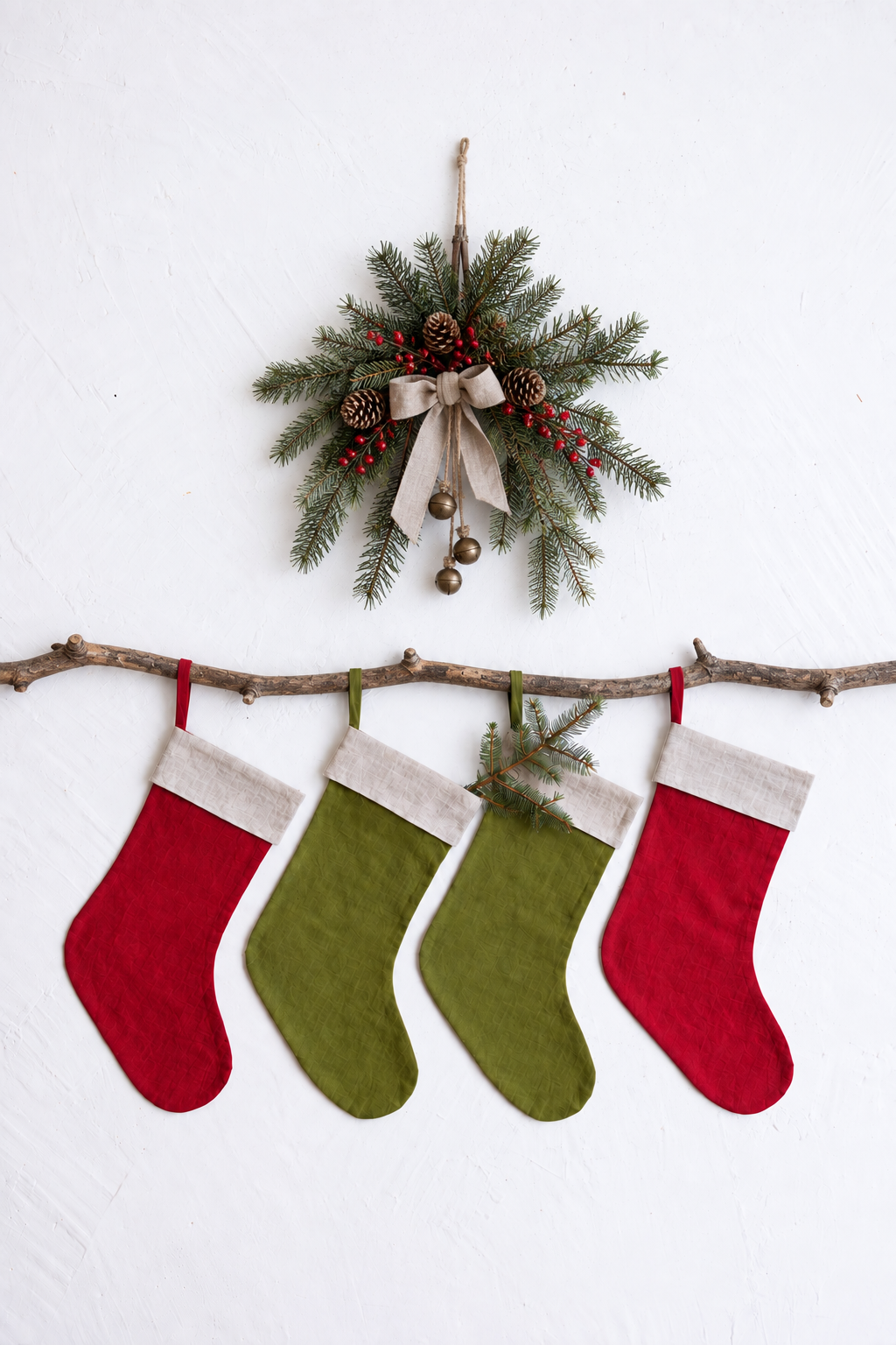 Linen Stocking Christmas Sock with personalization