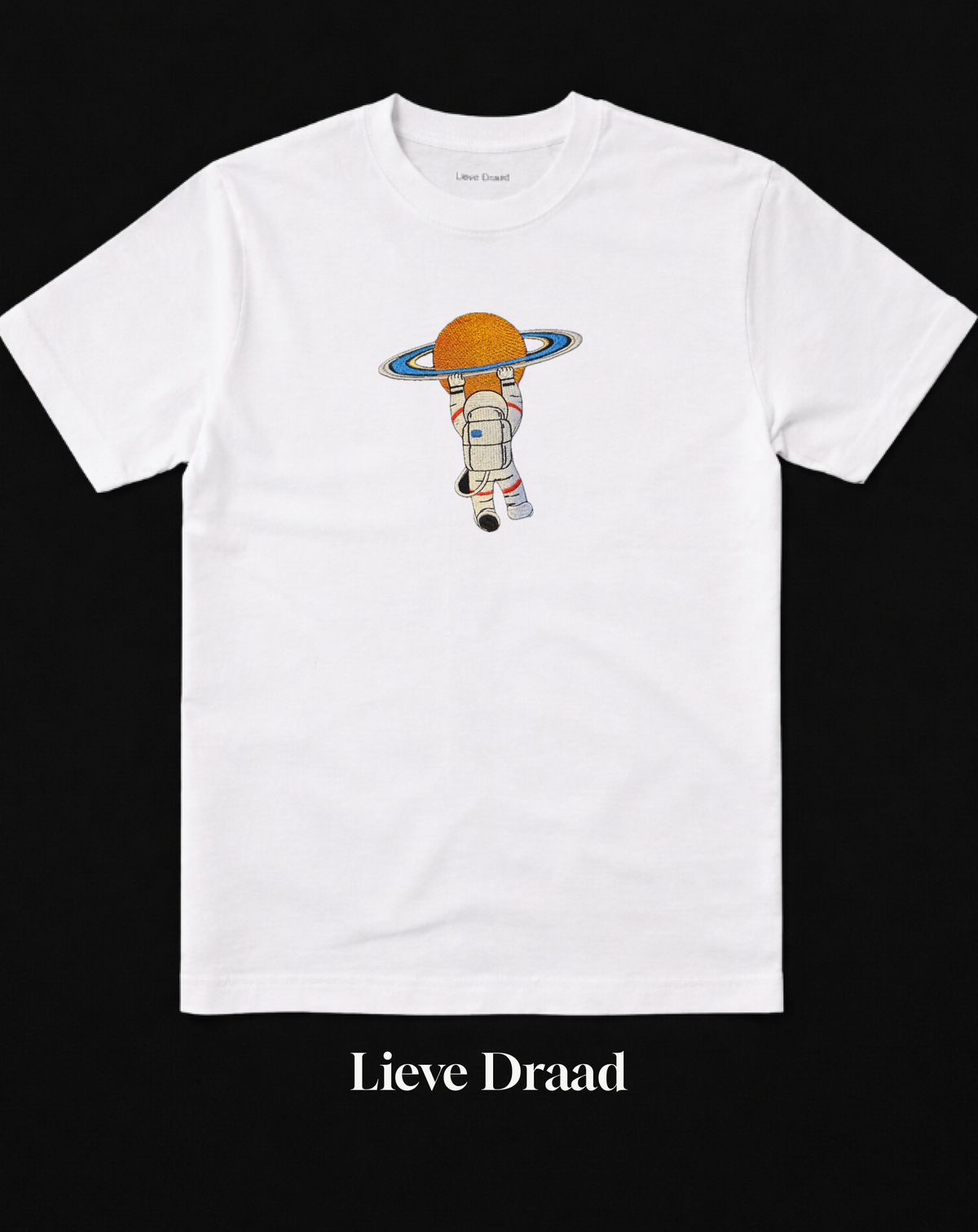 Astronaut Embroidered T-Shirt — Relaxed Fit Space Graphic Tee - Artemis II