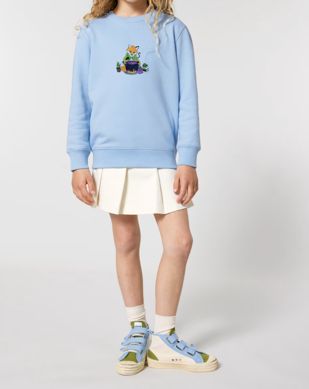 Kids Embroidered Fox makes a magic potion Sweatshirt