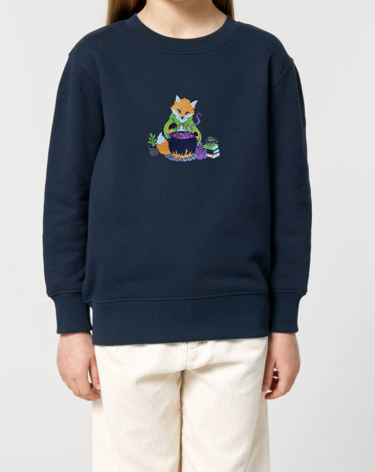 Kids Embroidered Fox makes a magic potion Sweatshirt