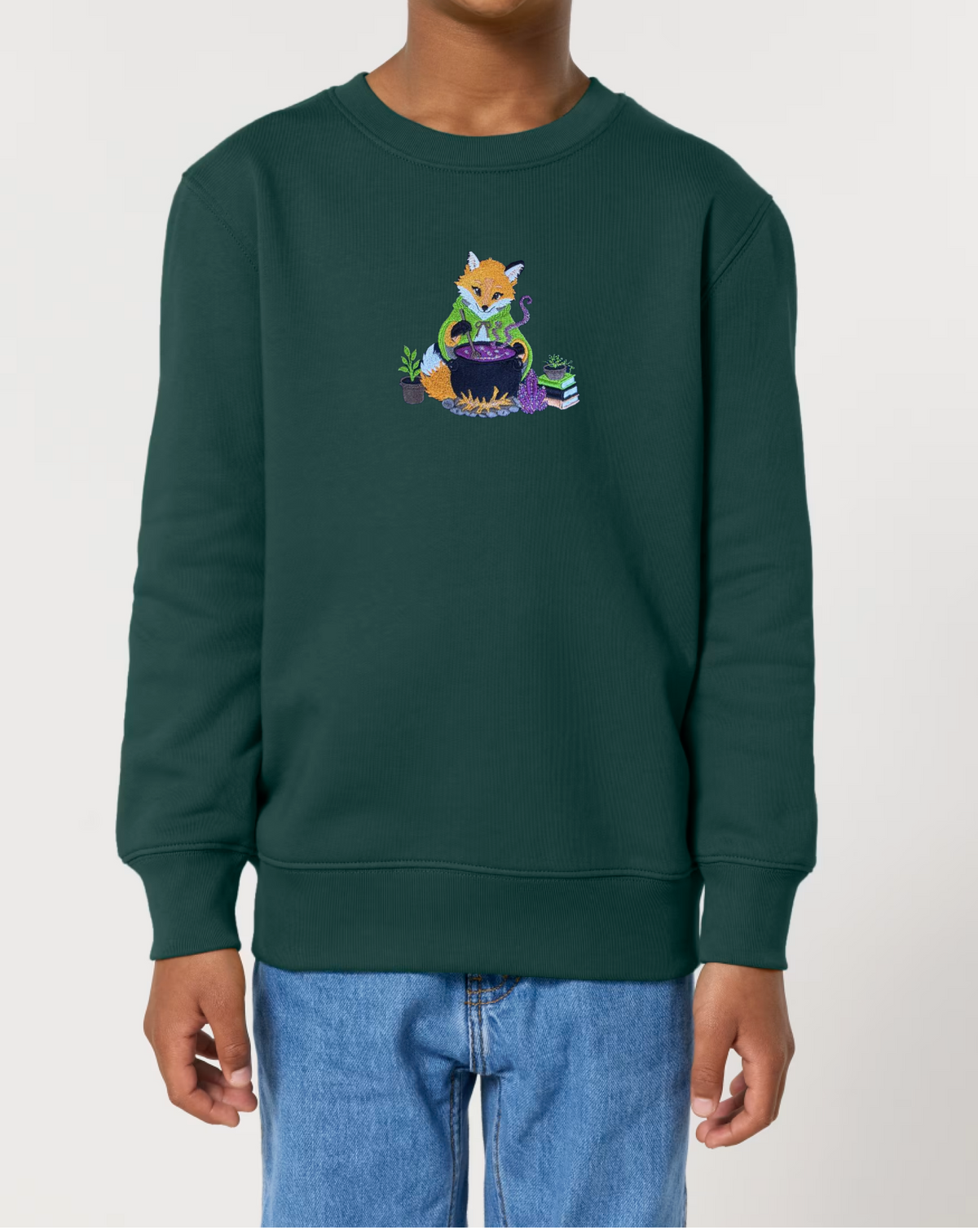 Kids Embroidered Fox makes a magic potion Sweatshirt