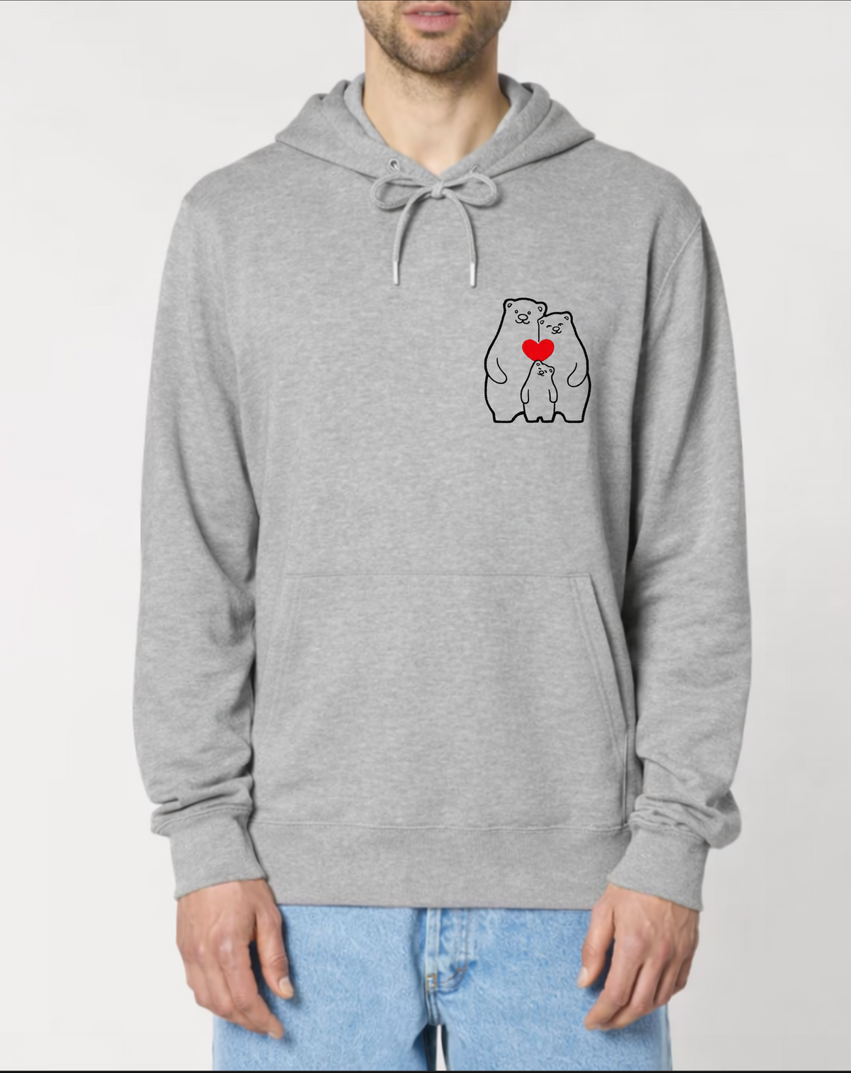Polar Love Embroidered Hoodie - Relaxed Fit Hooded Sweatshirt - Warm