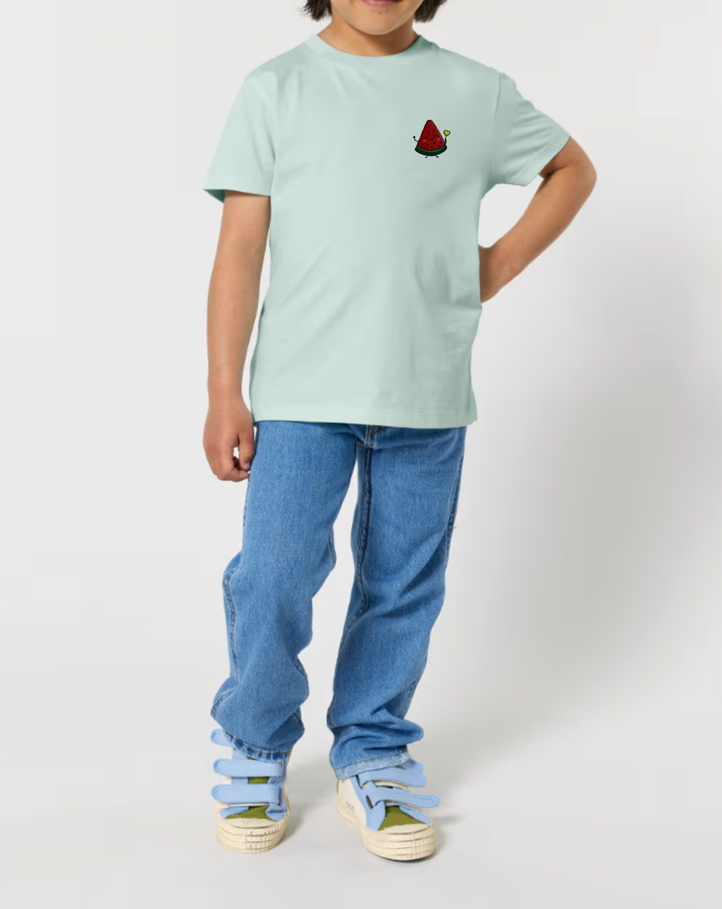 Organic Cotton Kids Watermelon Embroidered T-Shirt – Summer Fruit Apparel