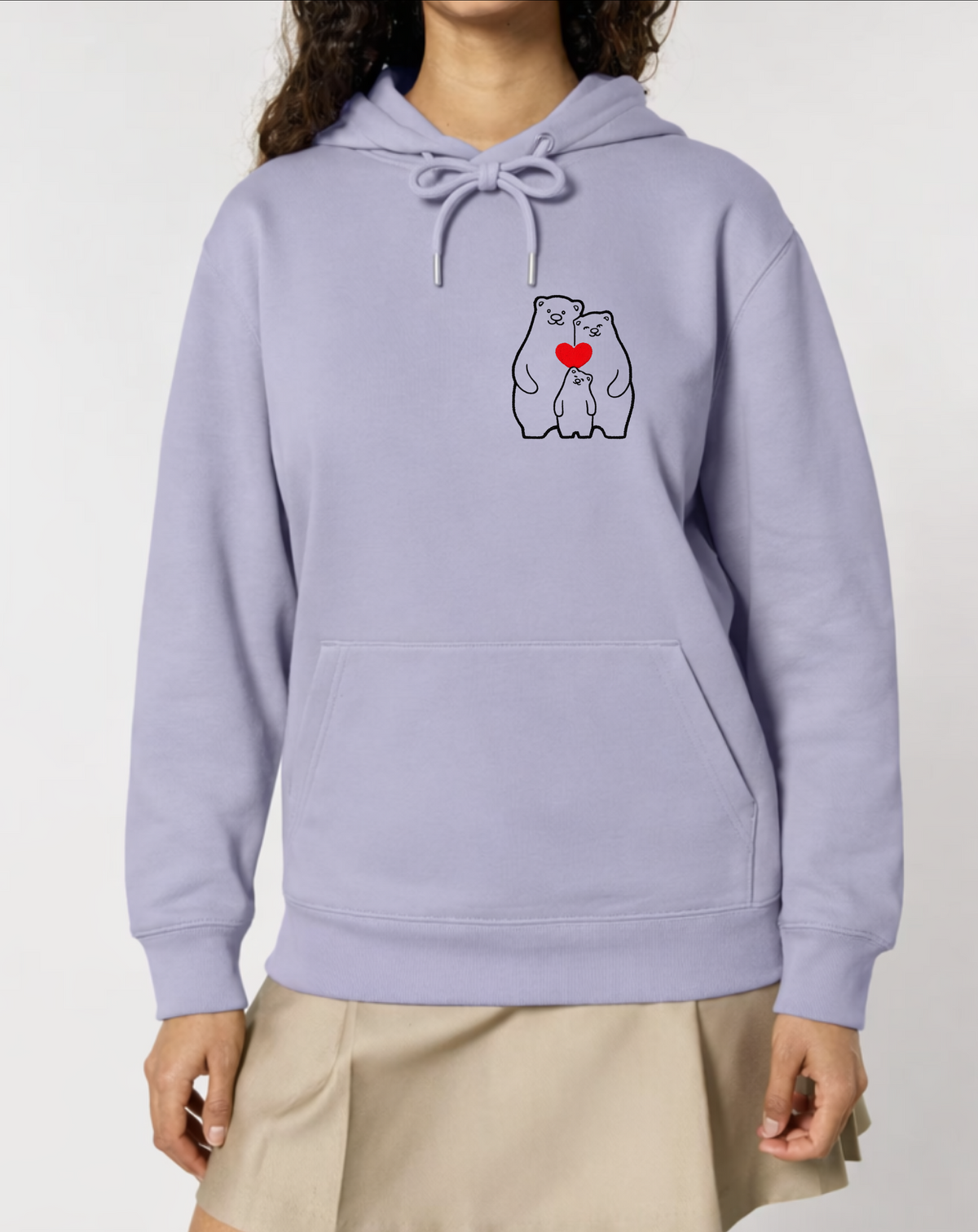 Polar Love Embroidered Hoodie - Relaxed Fit Hooded Sweatshirt - Warm
