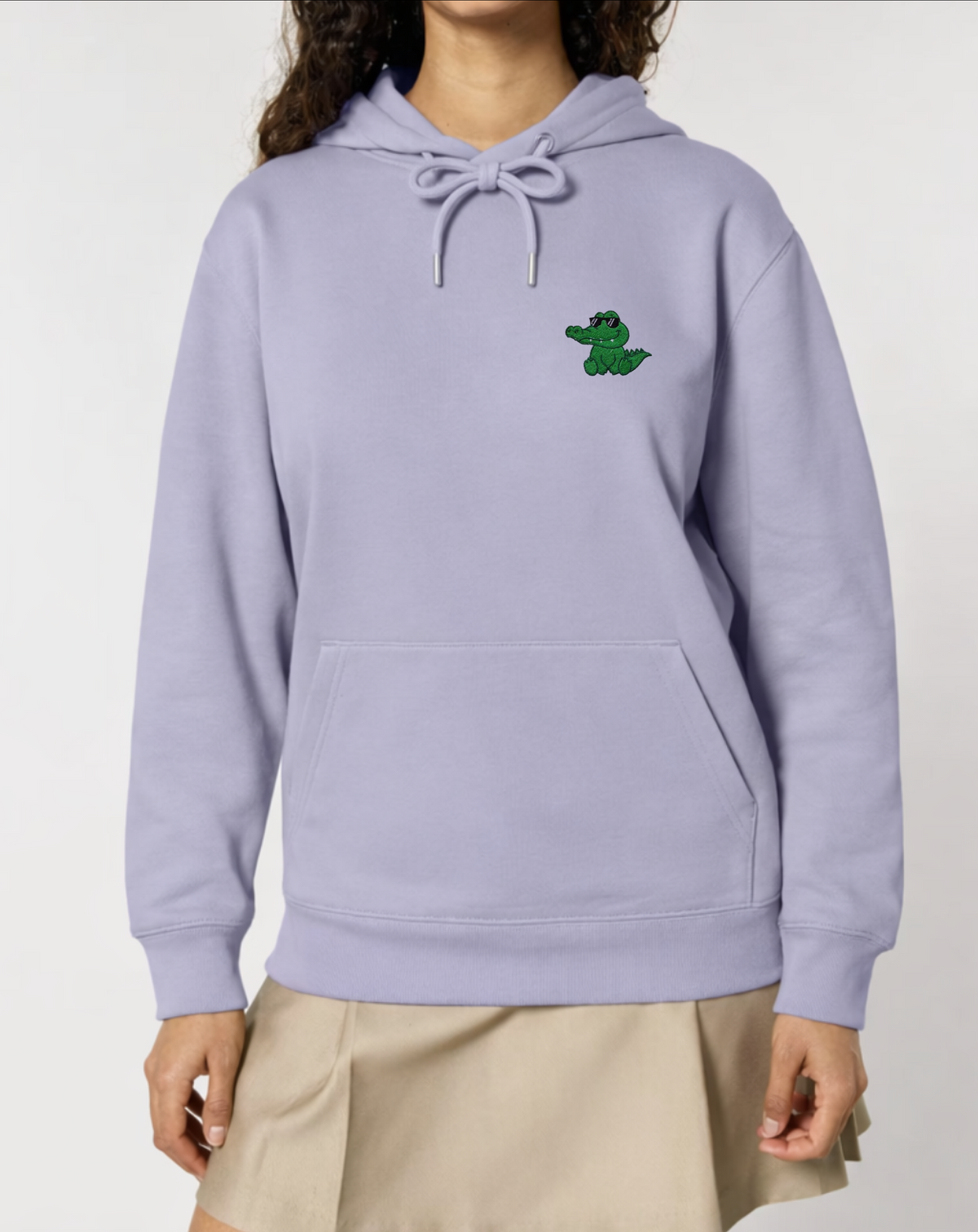 Cute Crocodile Embroidered Hoodie