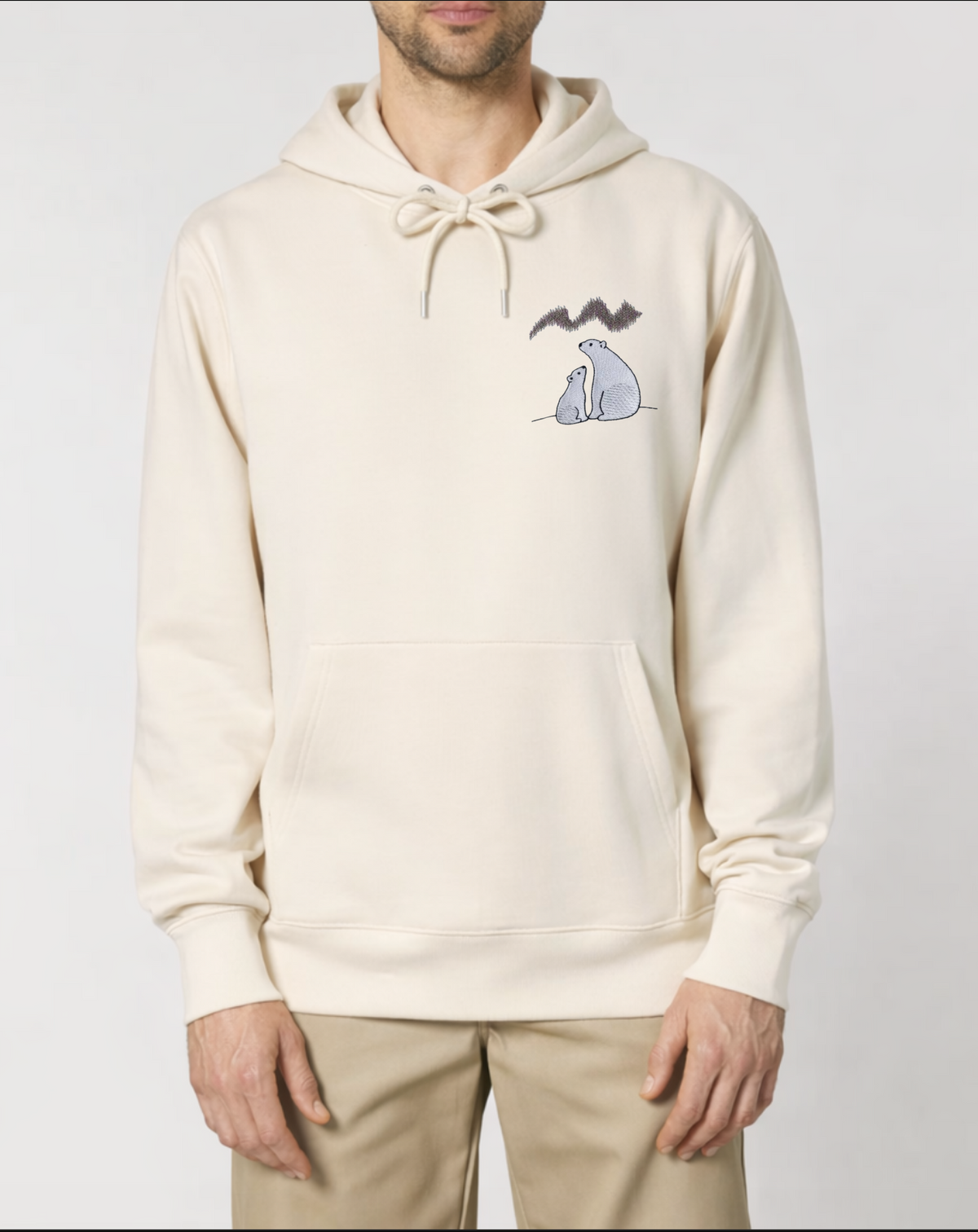 White Bears & Northern Lights Hoodie — Embroidered Relaxed Fit Sweatshirt