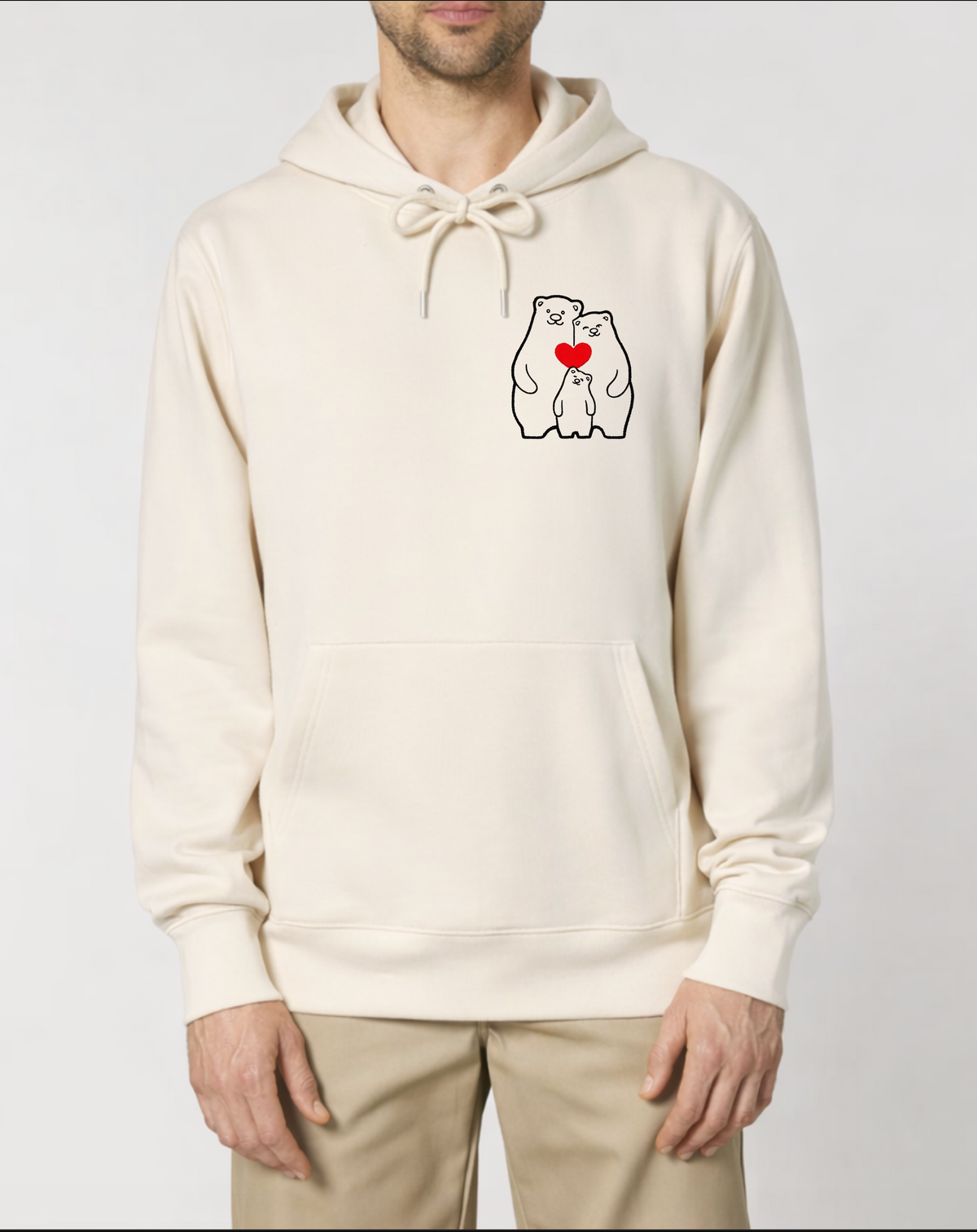 Polar Love Embroidered Hoodie - Relaxed Fit Hooded Sweatshirt - Warm