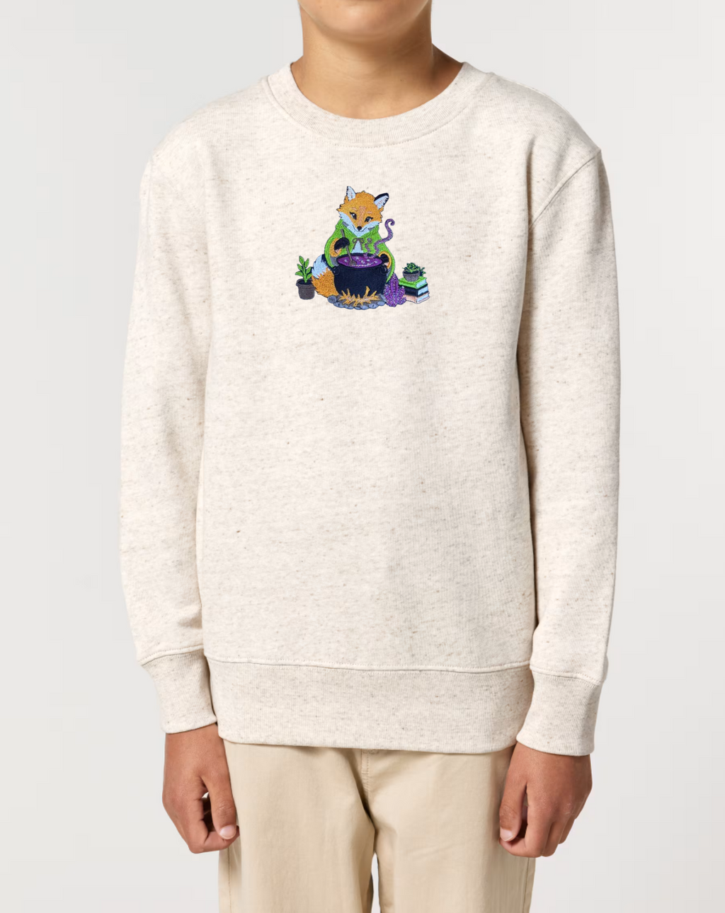 Kids Embroidered Fox makes a magic potion Sweatshirt