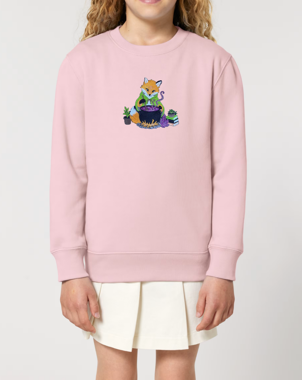 Kids Embroidered Fox makes a magic potion Sweatshirt
