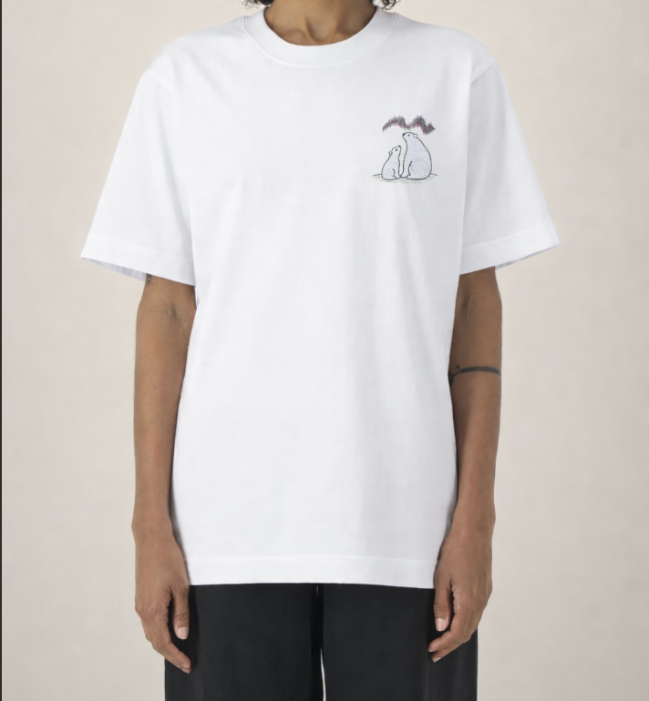 Northern Lights White Bears Embroidered T-Shirt — Unisex Relaxed Fit Cotton
