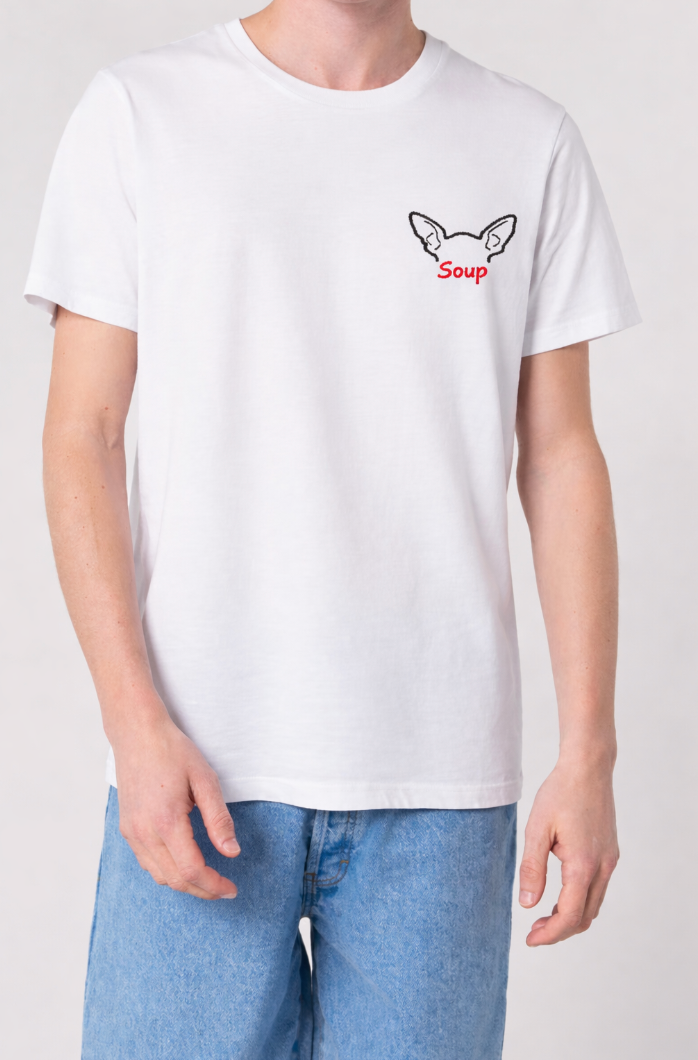 Custom Pet Portrait Line Art T-Shirt — Personalized Outline Dog & Cat Embroidery