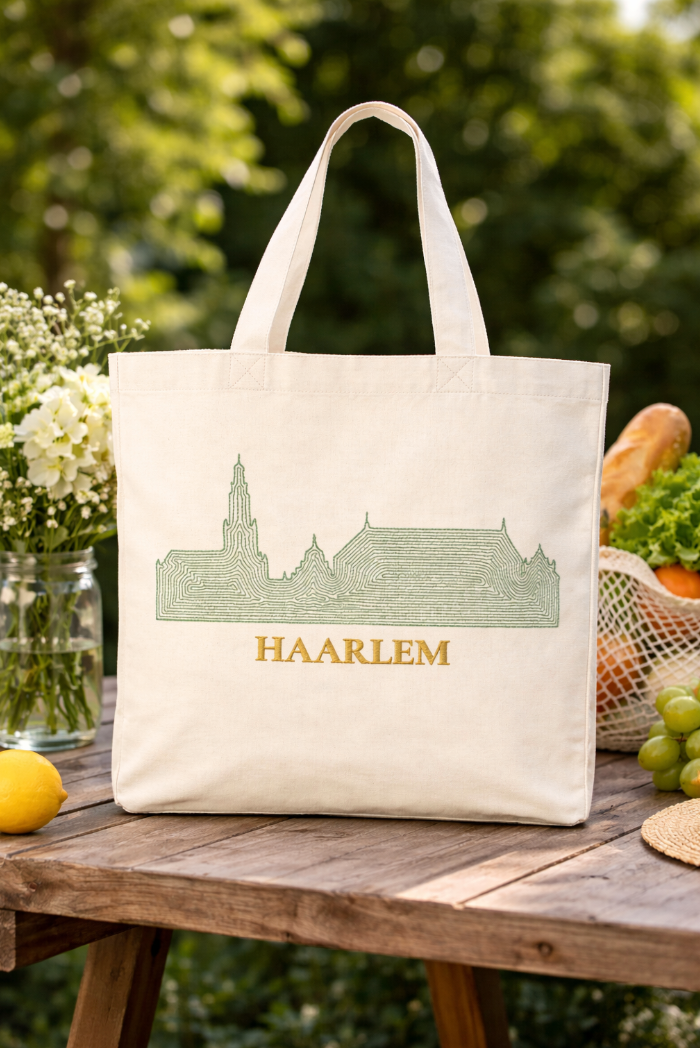 Minimalist Embroidered "HAARLEM" Tote Bag