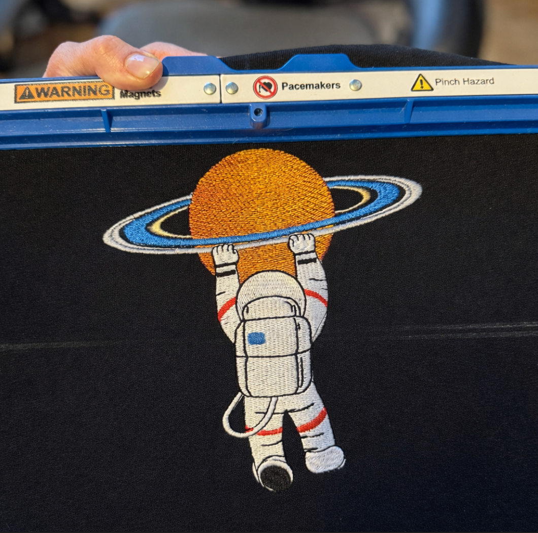 Astronaut Embroidered T-Shirt — Relaxed Fit Space Graphic Tee - Artemis II