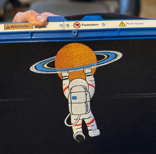 Astronaut Embroidered T-Shirt — Relaxed Fit Space Graphic Tee - Artemis II