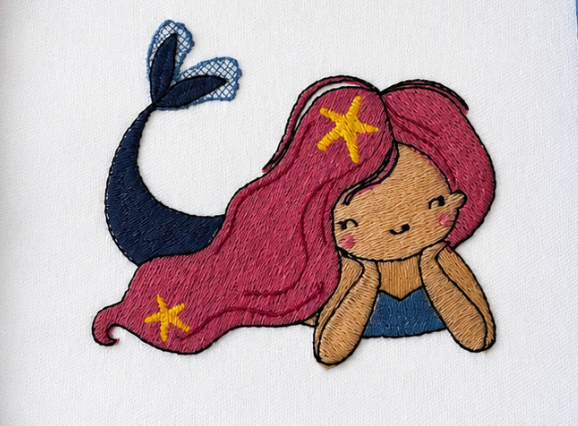 Embroidered Mermaid Kids T-Shirt