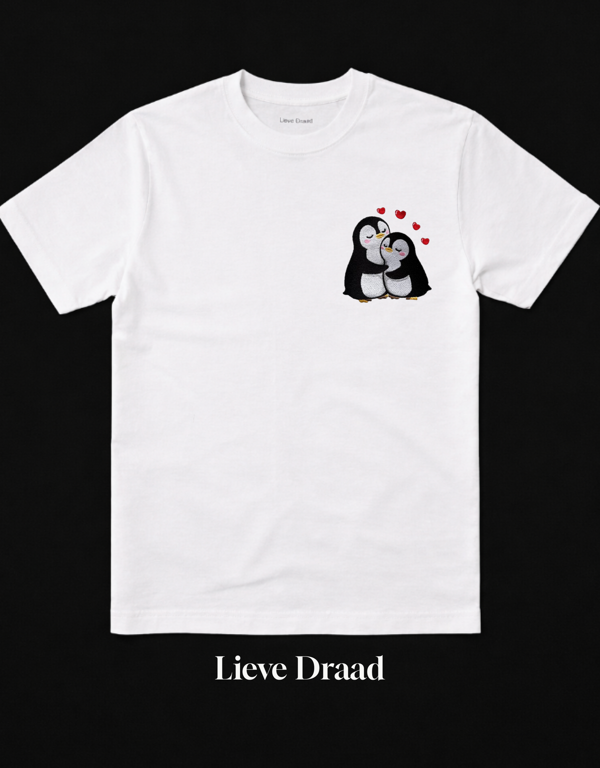 Embroidered Penguin Love Relaxed Fit T-Shirt — Organic Cotton Tee
