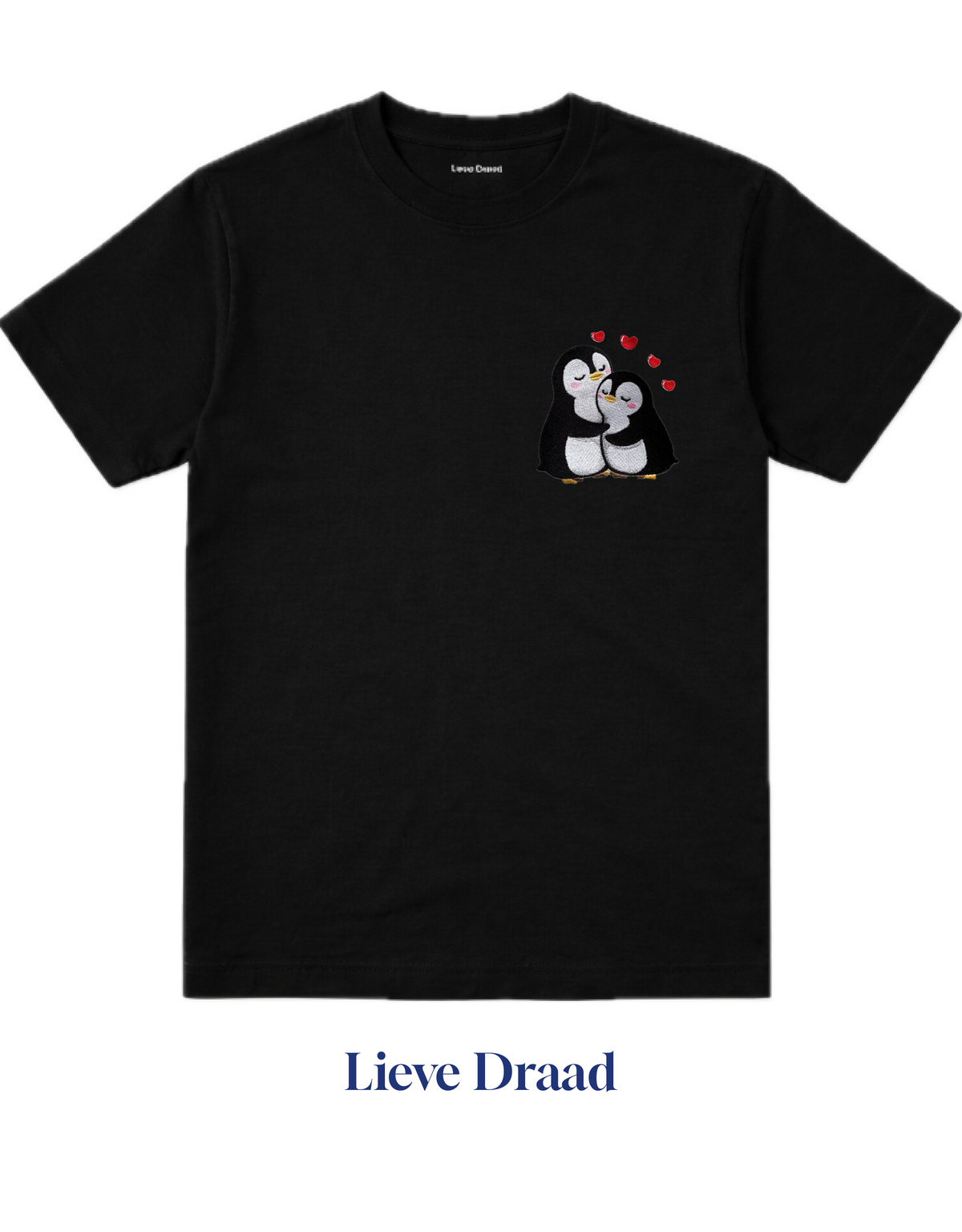 Embroidered Penguin Love Relaxed Fit T-Shirt — Organic Cotton Tee