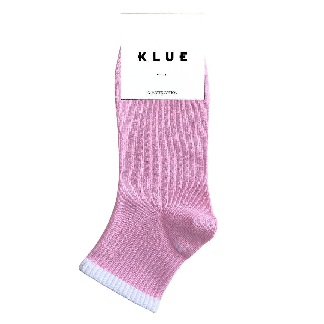 KLUE Organic cotton Quarter Tennis stripes socks | Raspberry Pink