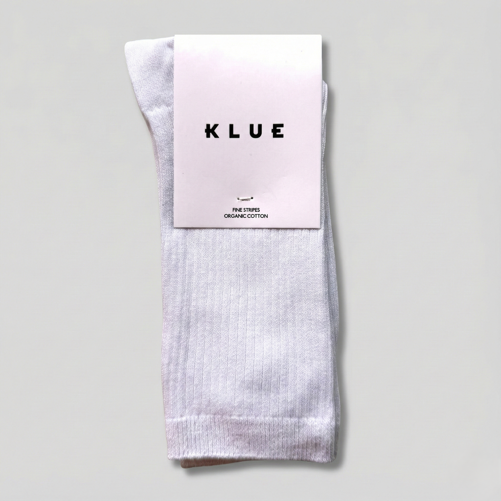 KLUE Organic Cotton Solid Fine Stripes socks | White