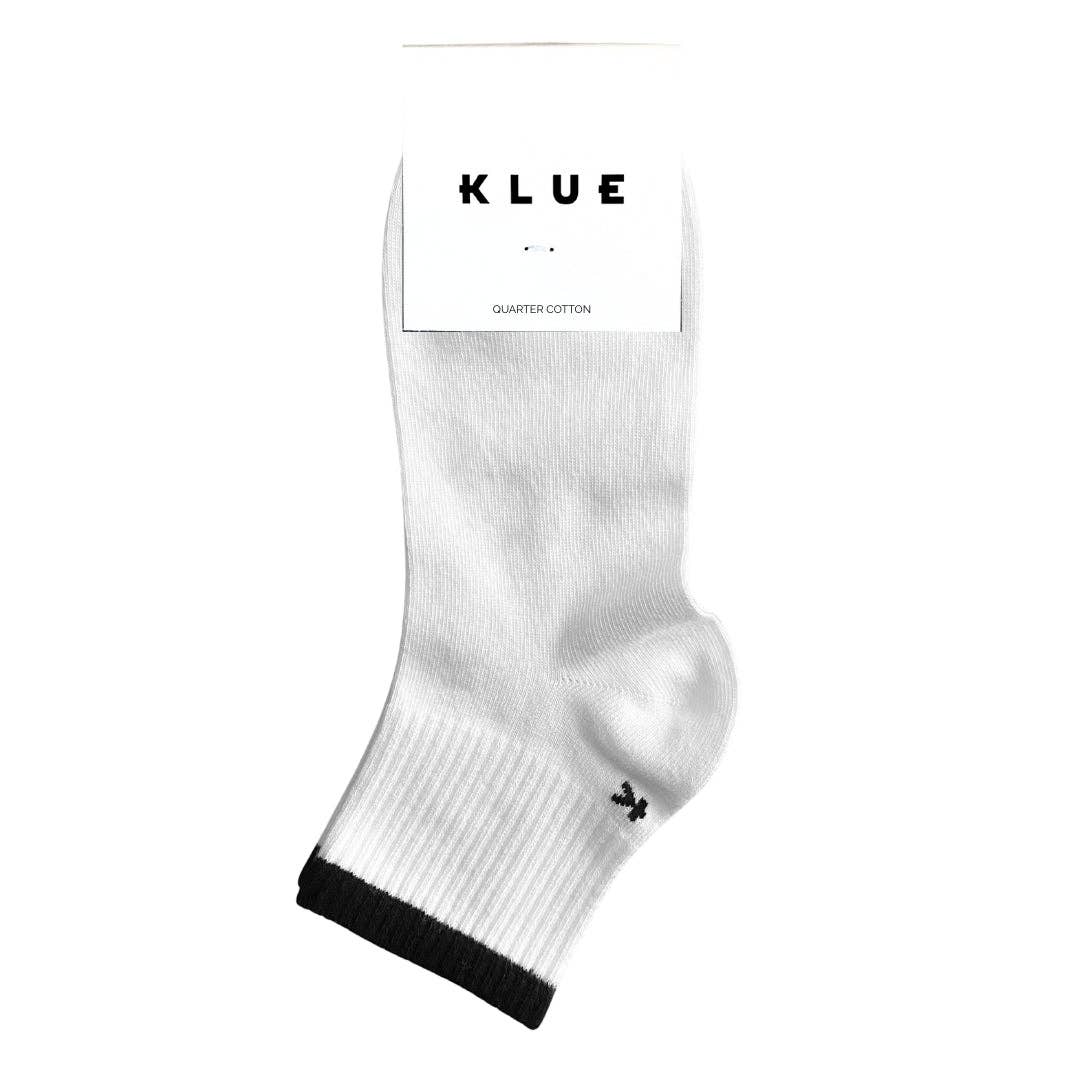 KLUE Organic cotton Quarter Tennis stripes socks | White