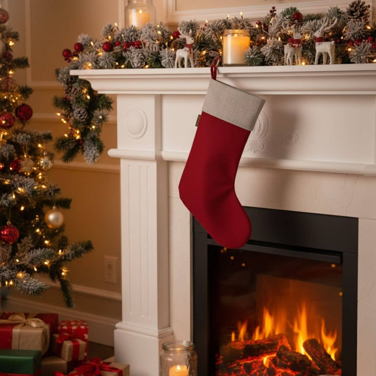 Linen Stocking Christmas Sock with personalization
