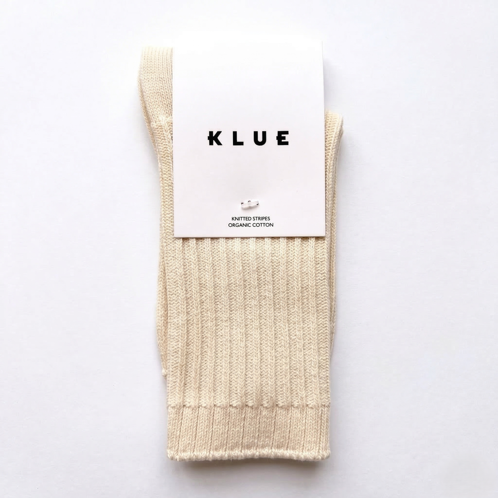 KLUE Organic Cotton Solid Knitted Stripes socks | Beige