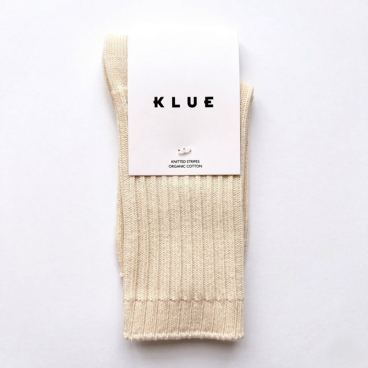 KLUE Organic Cotton Solid Knitted Stripes socks | Beige