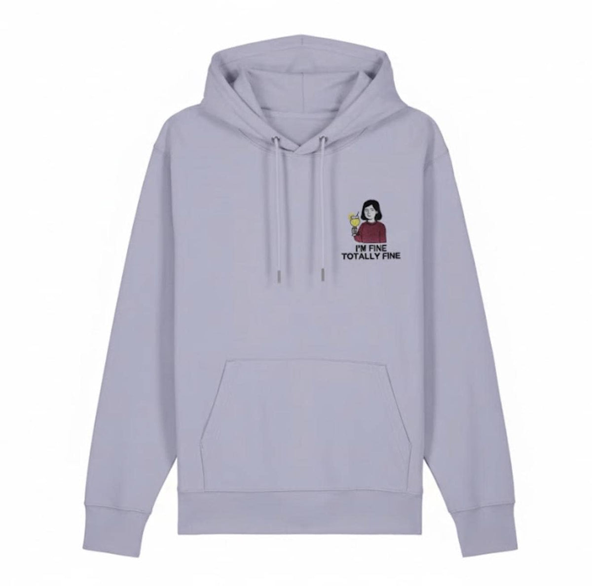 Embroidered Hoodie Ironic "I'M FINE TOTALLY FINE"
