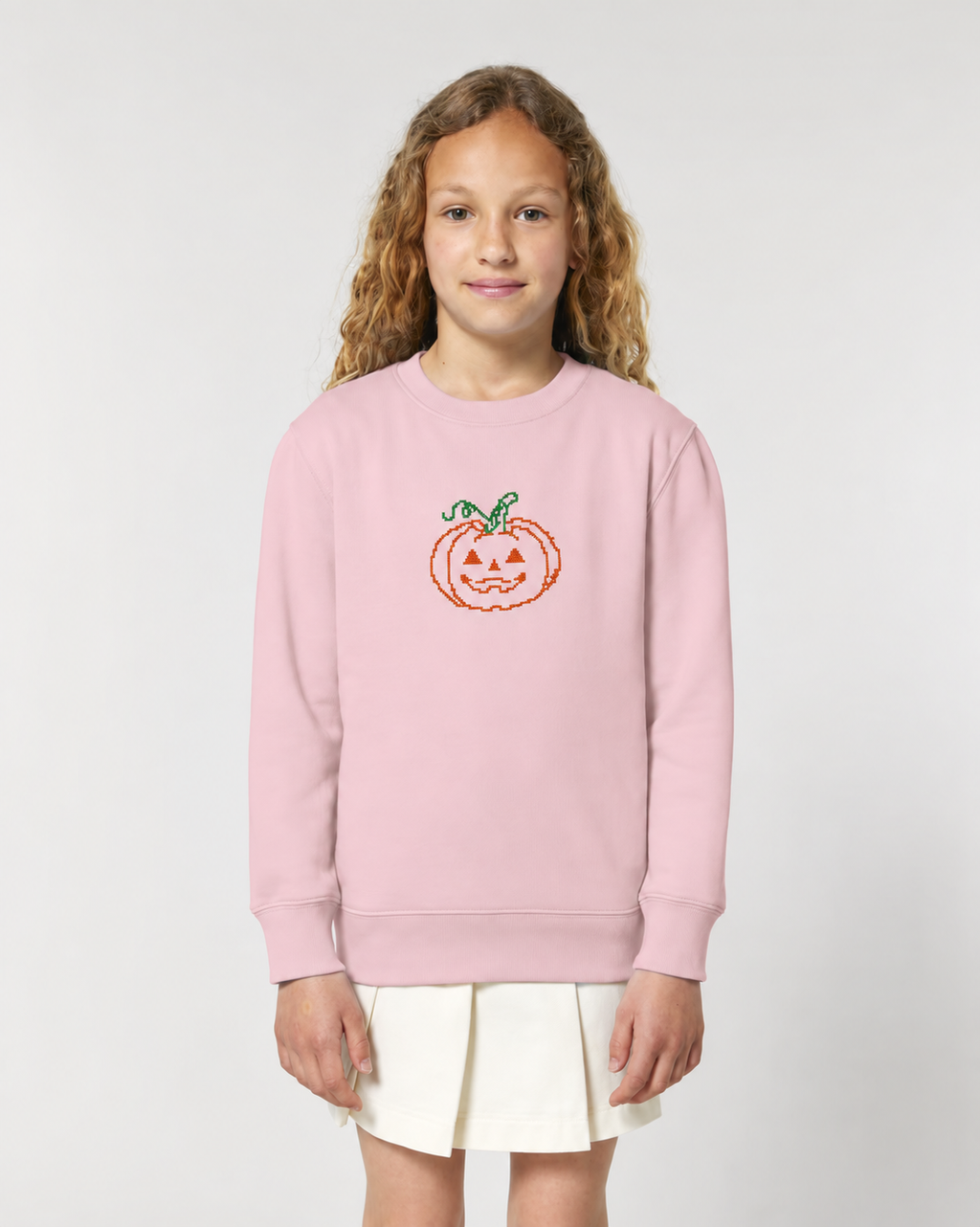 Kids Embroidered Pumpkin Sweatshirt (Halloween)