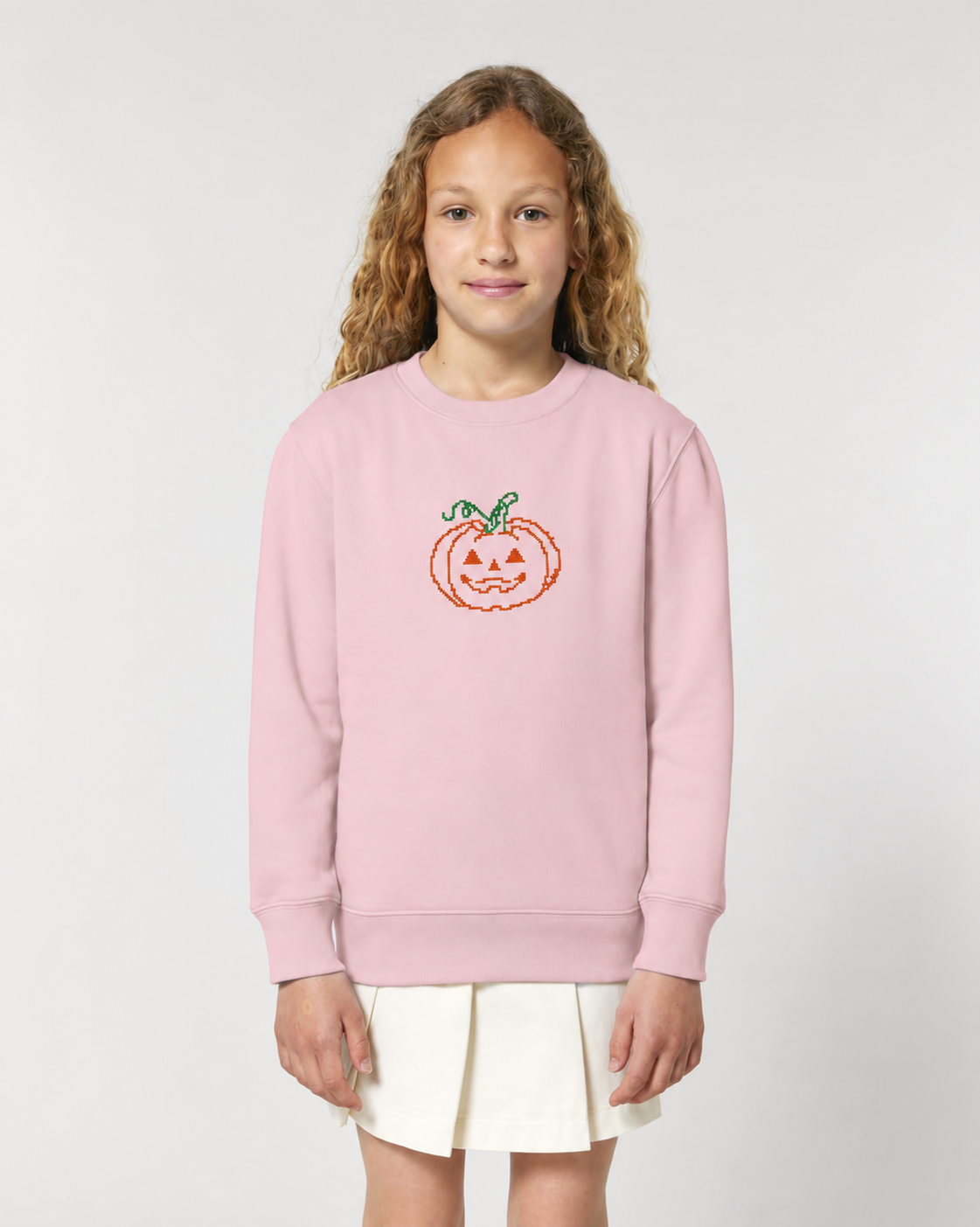 Kids Embroidered Pumpkin Sweatshirt (Halloween)