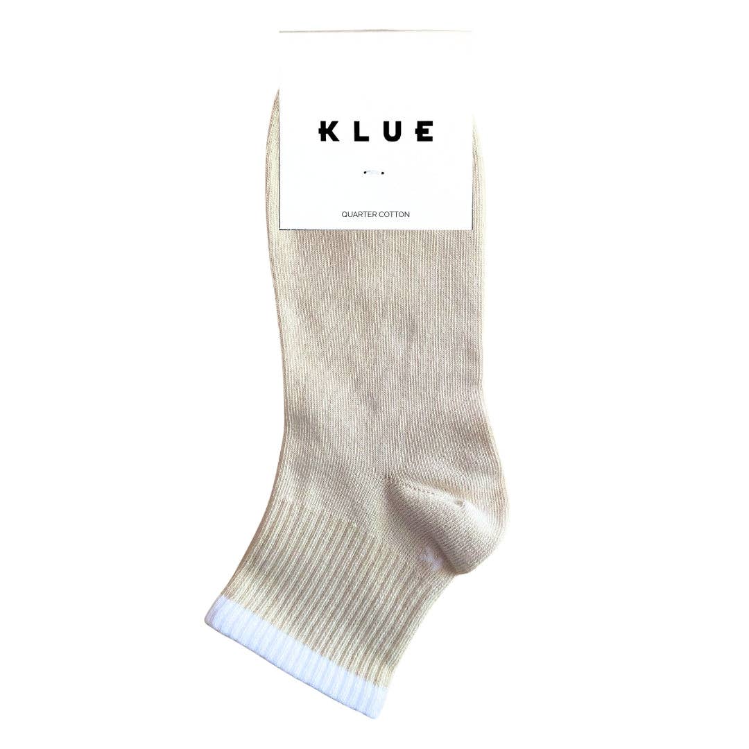 KLUE Organic cotton Quarter Tennis stripes socks | Natural sand
