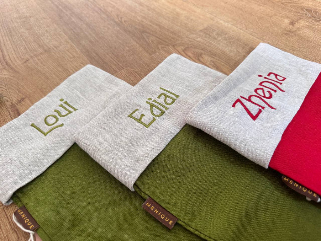 Linen Stocking Christmas Sock with personalization